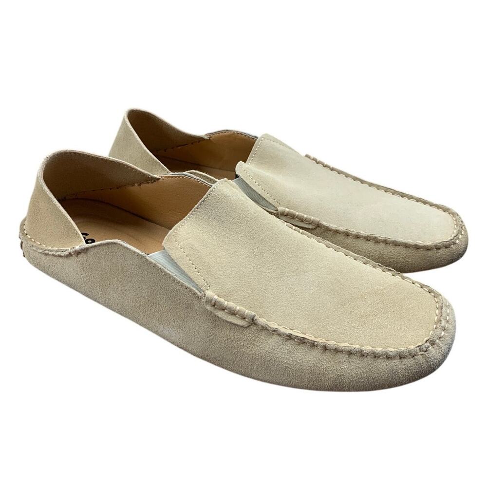 Go Tour Mens Size 11.5 Tan Faux Suede Slide On Anti-Slip Slippers Driving Shoes